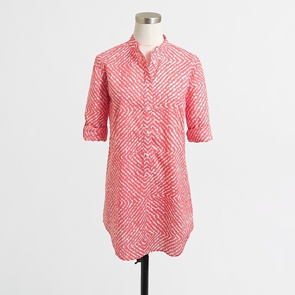 J. Crew Red Printed Tunic XS Long Button down - Picture 8 of 8